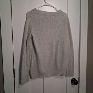 Banana Republic Womens Gray Cable Knit Sleeve Wool Blend Sweater M 360015-02